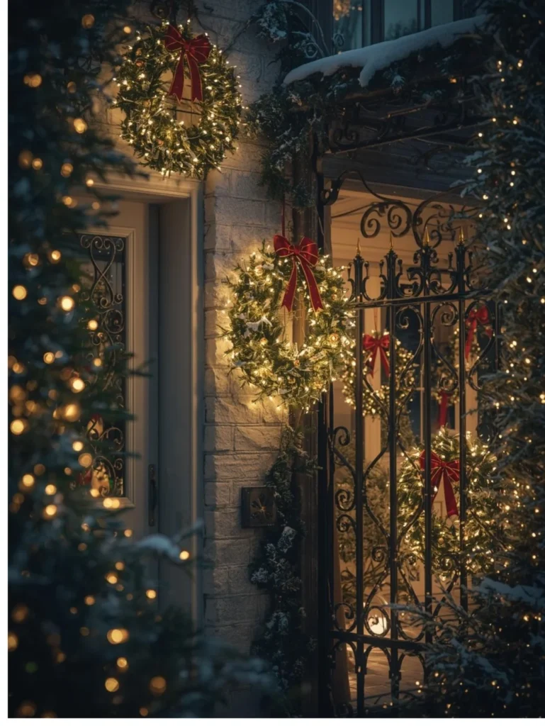 Outdoor Wreaths with Lights