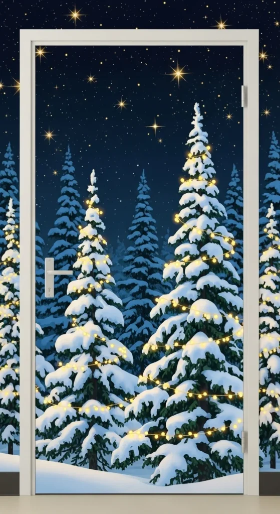 Pine Tree Forest with Lights