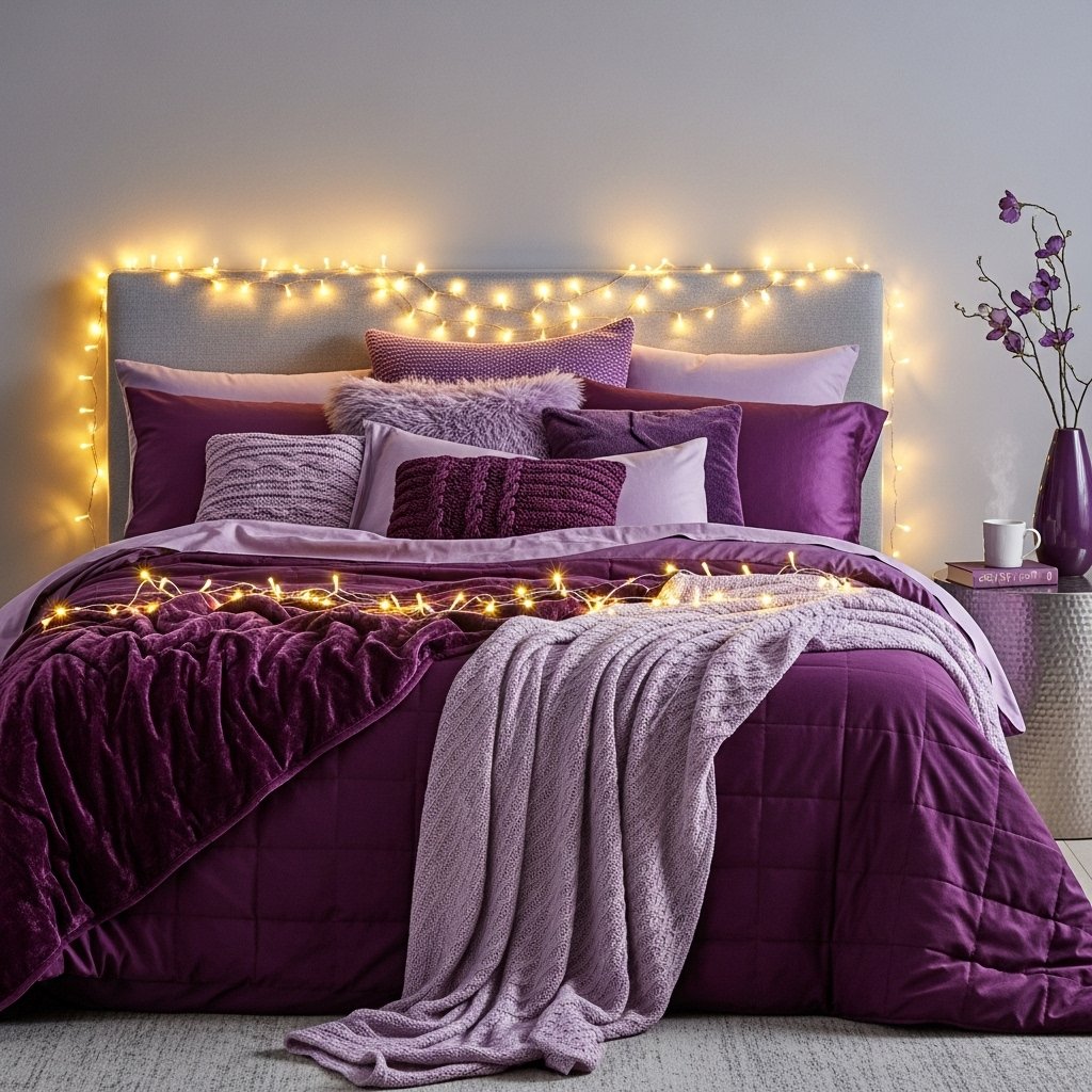  Purple Bedding with Layered Textures
