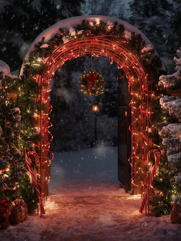 Red and White Outdoor Archway