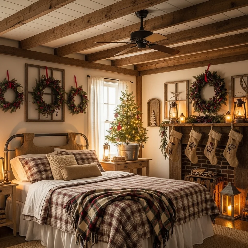 Rustic Farmhouse Christmas Bedroom