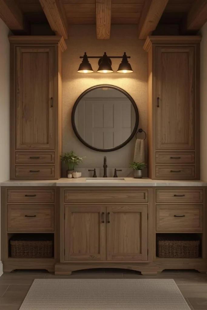  Rustic Wooden Bathroom Cabinets