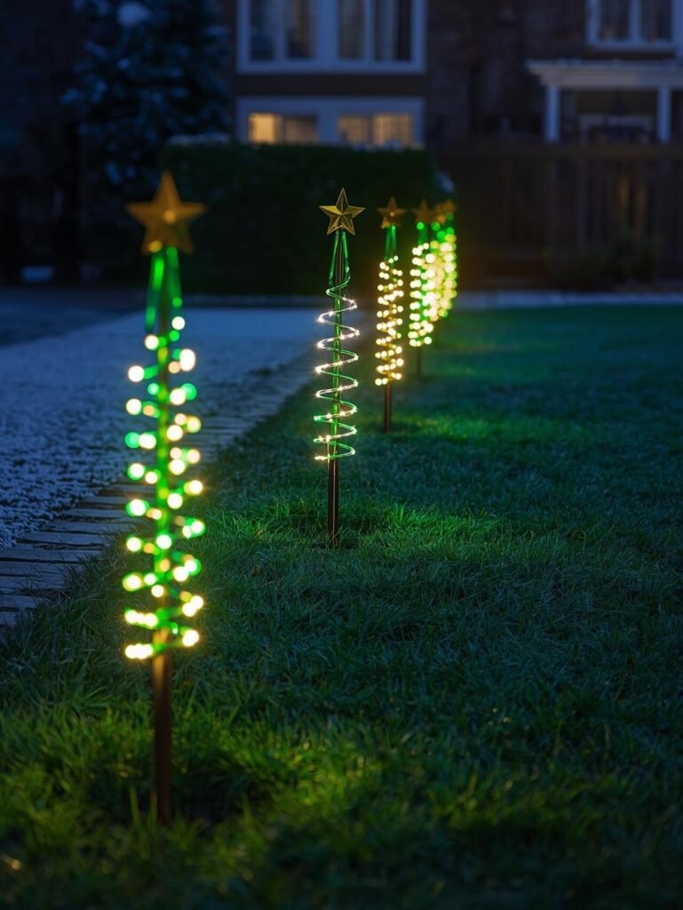 Spiral Tree Stakes with Lights