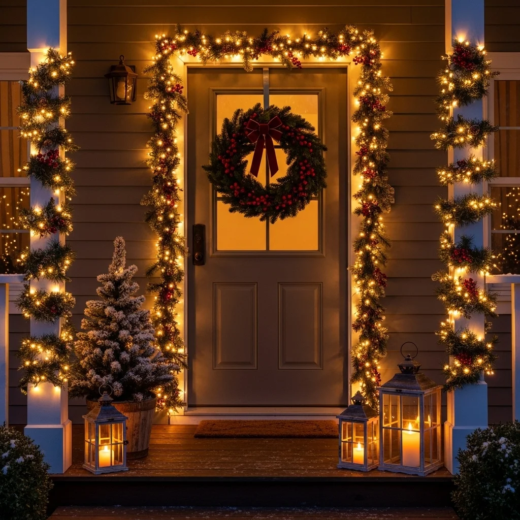 String Lights Around the Doorframe