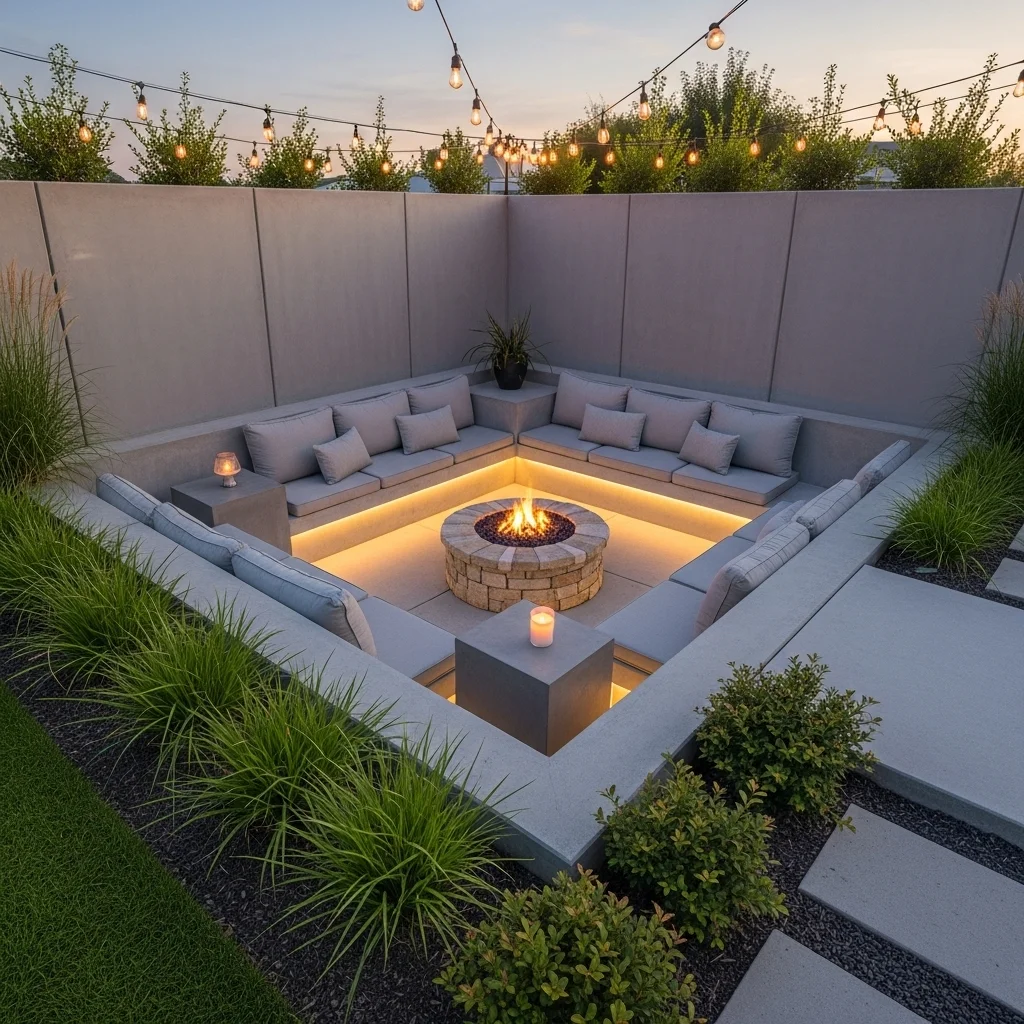 Sunken Concrete Patio