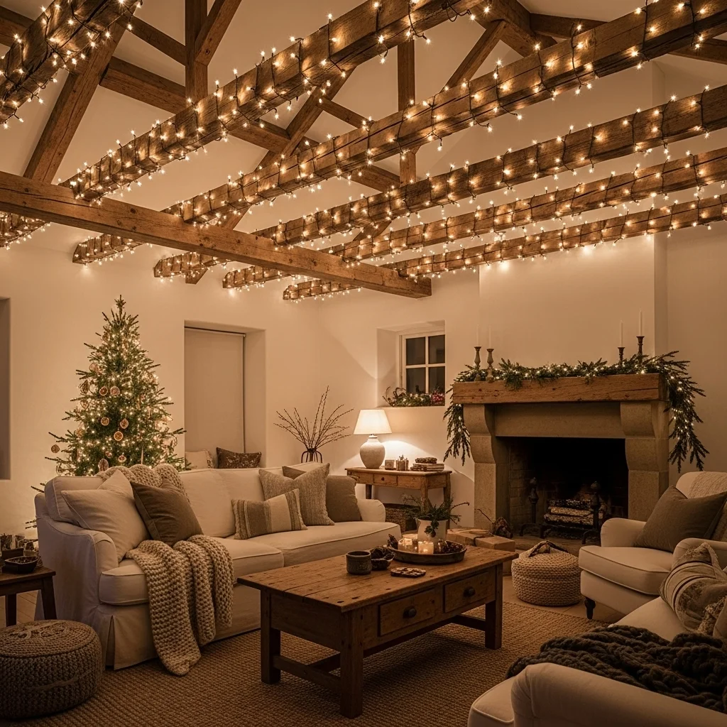 . Twinkle-Lit Ceiling Beams