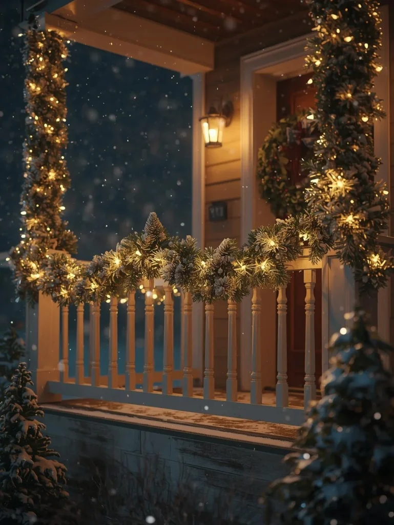 Twinkling String Lights on Railings
