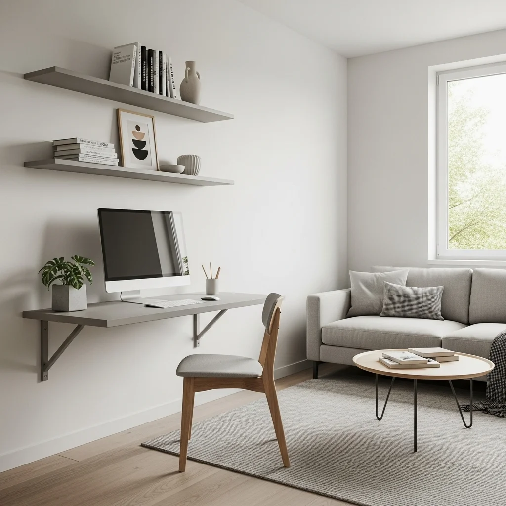 Utilize Wall-Mounted Desks and Shelves