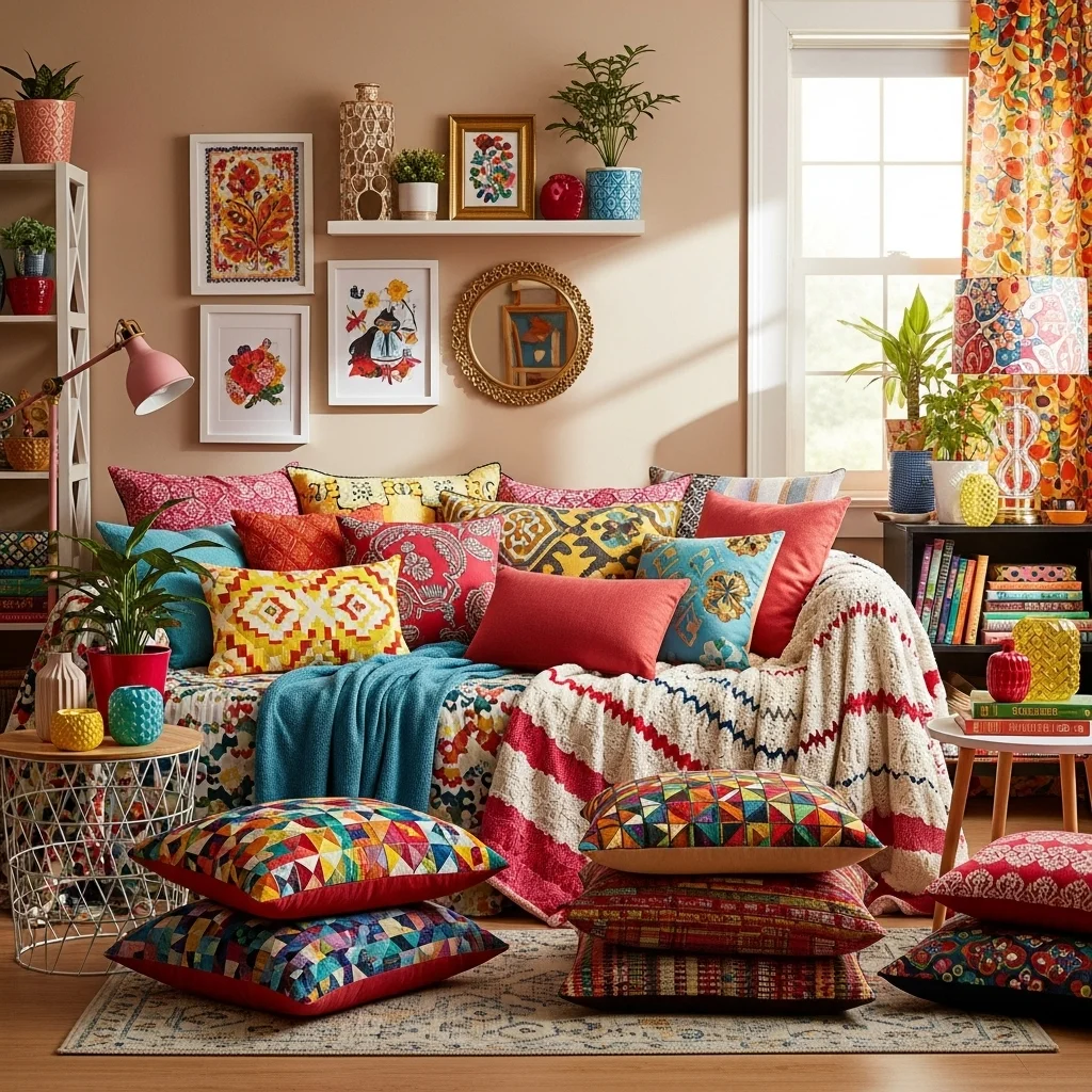 Vibrant Throw Pillows and Blankets