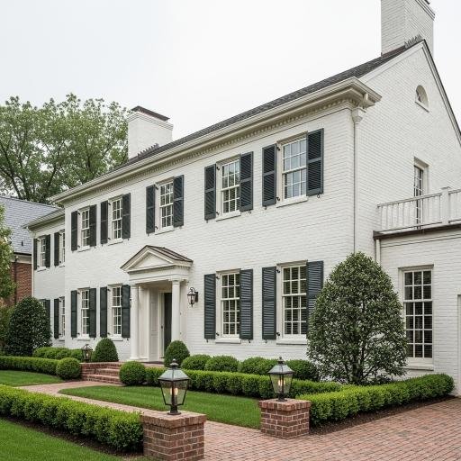 White Brick Colonial Revival