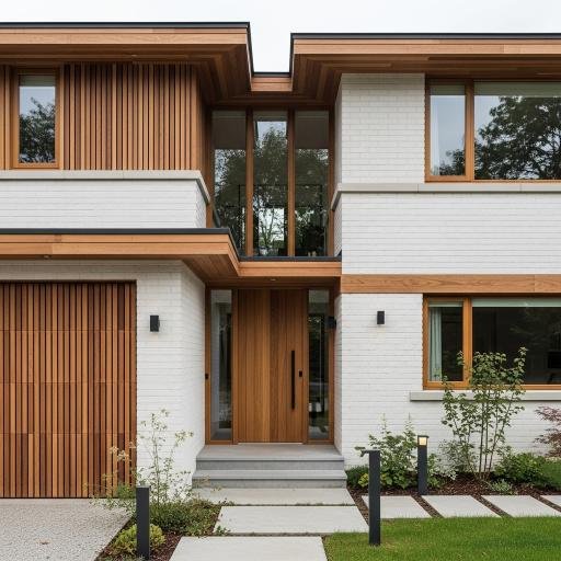  White Brick with Wood Accents