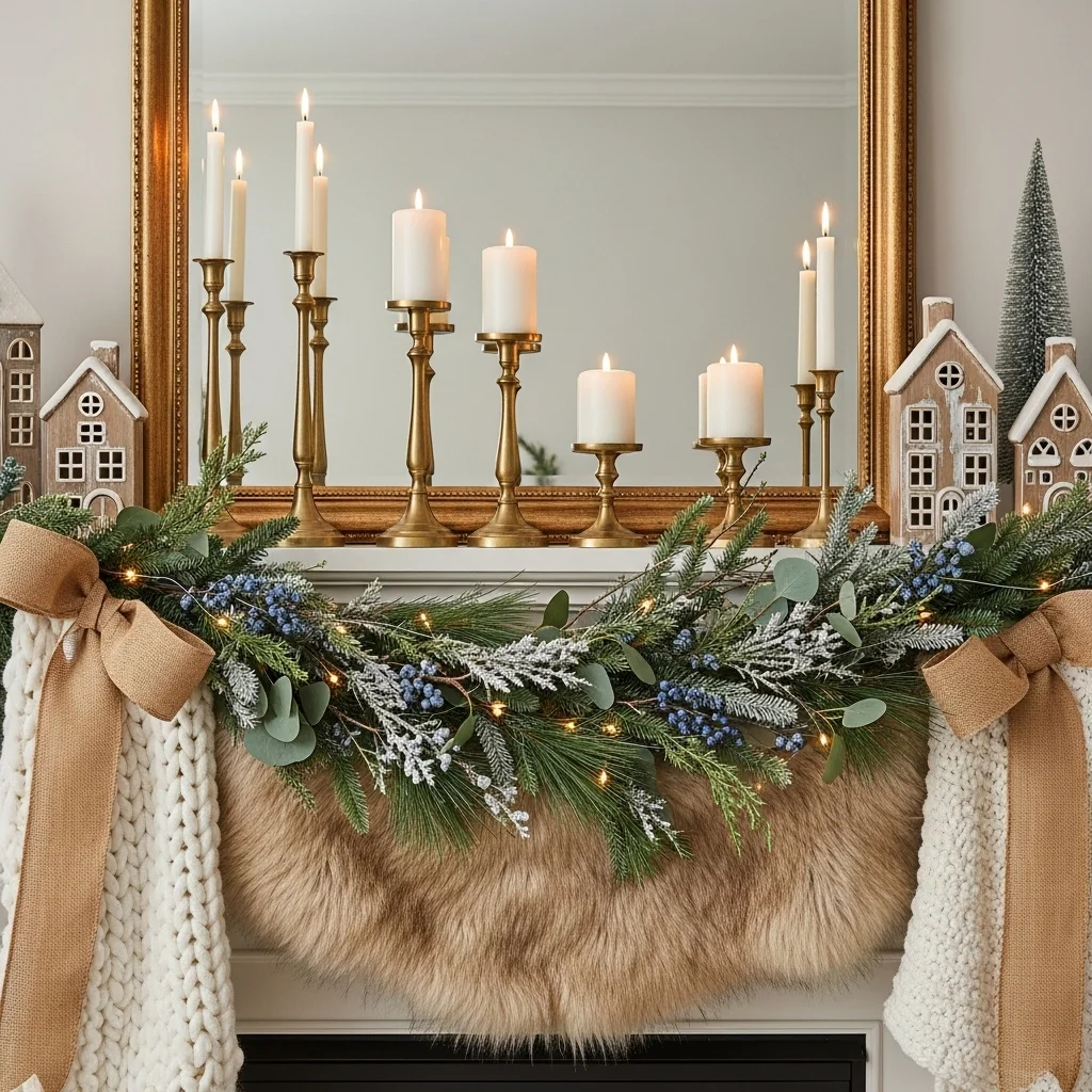  Winter Mantel with Textured Accents