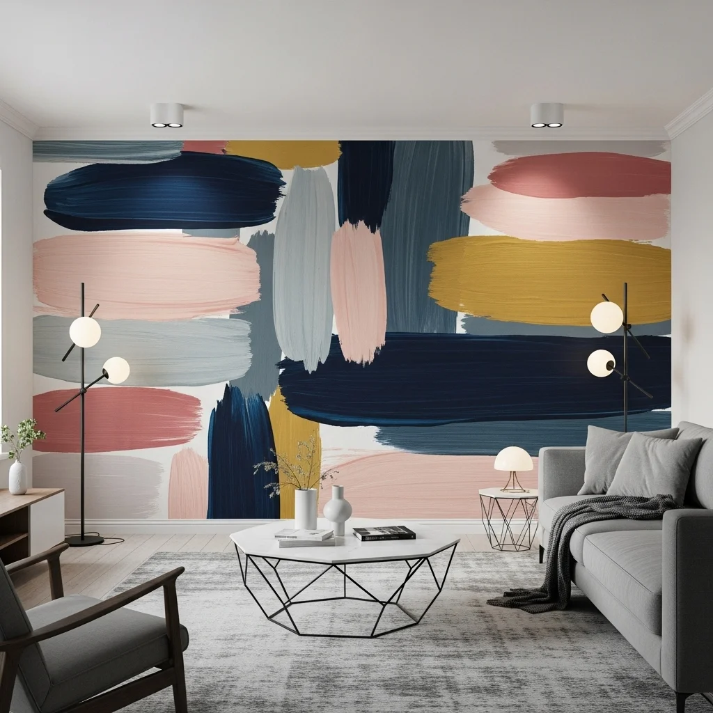  Abstract Brushstroke Walls