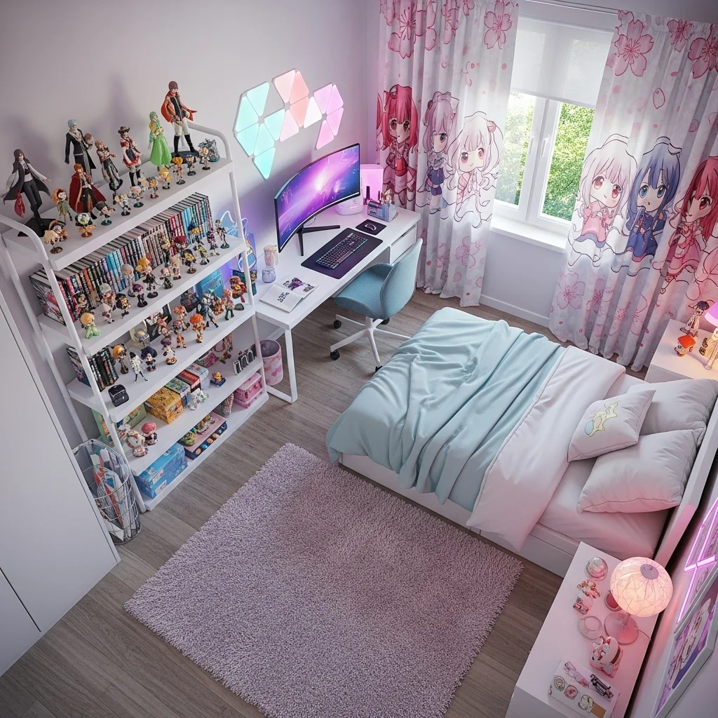 Add Anime-Themed Curtains or Tapestries