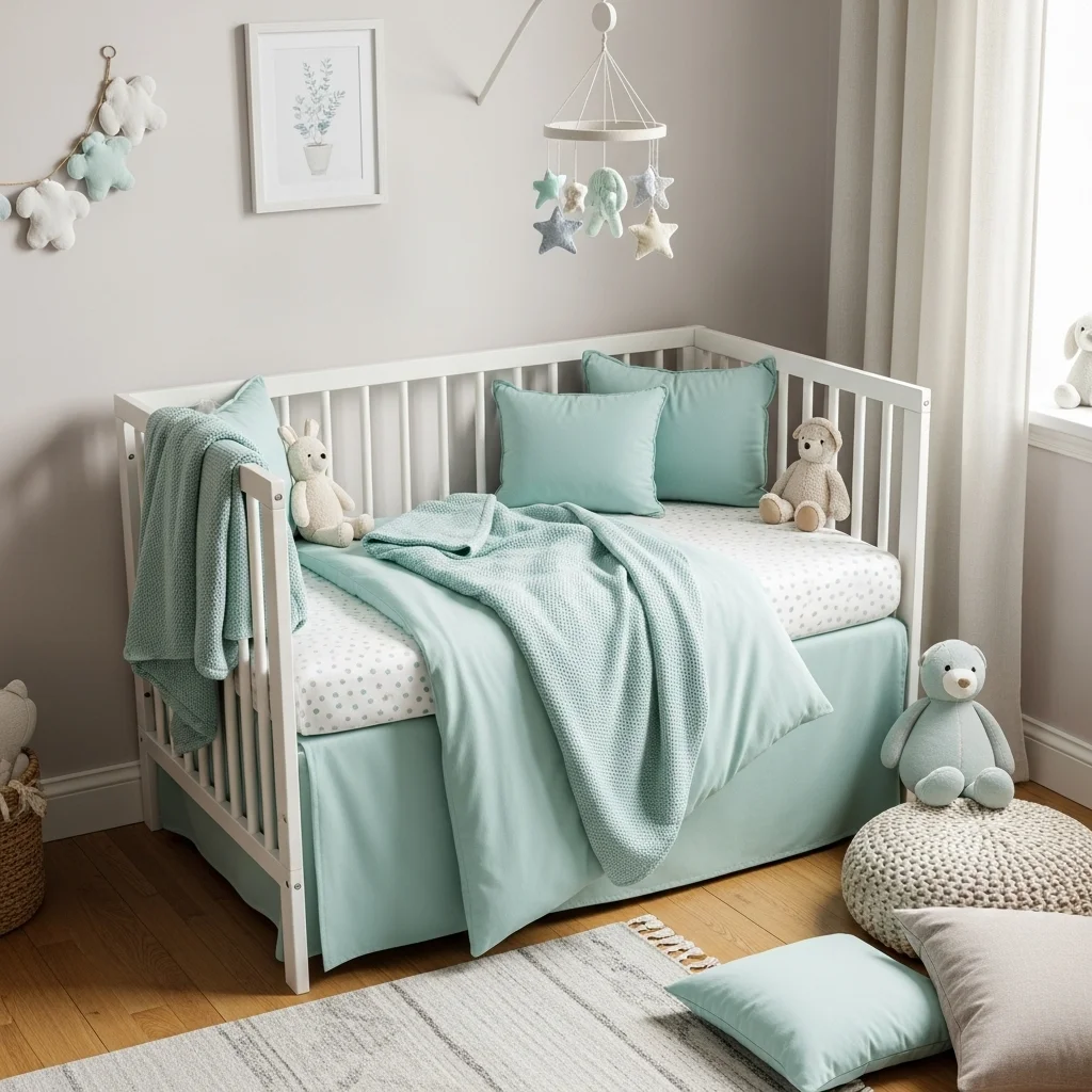 Add Aqua Green Crib Bedding