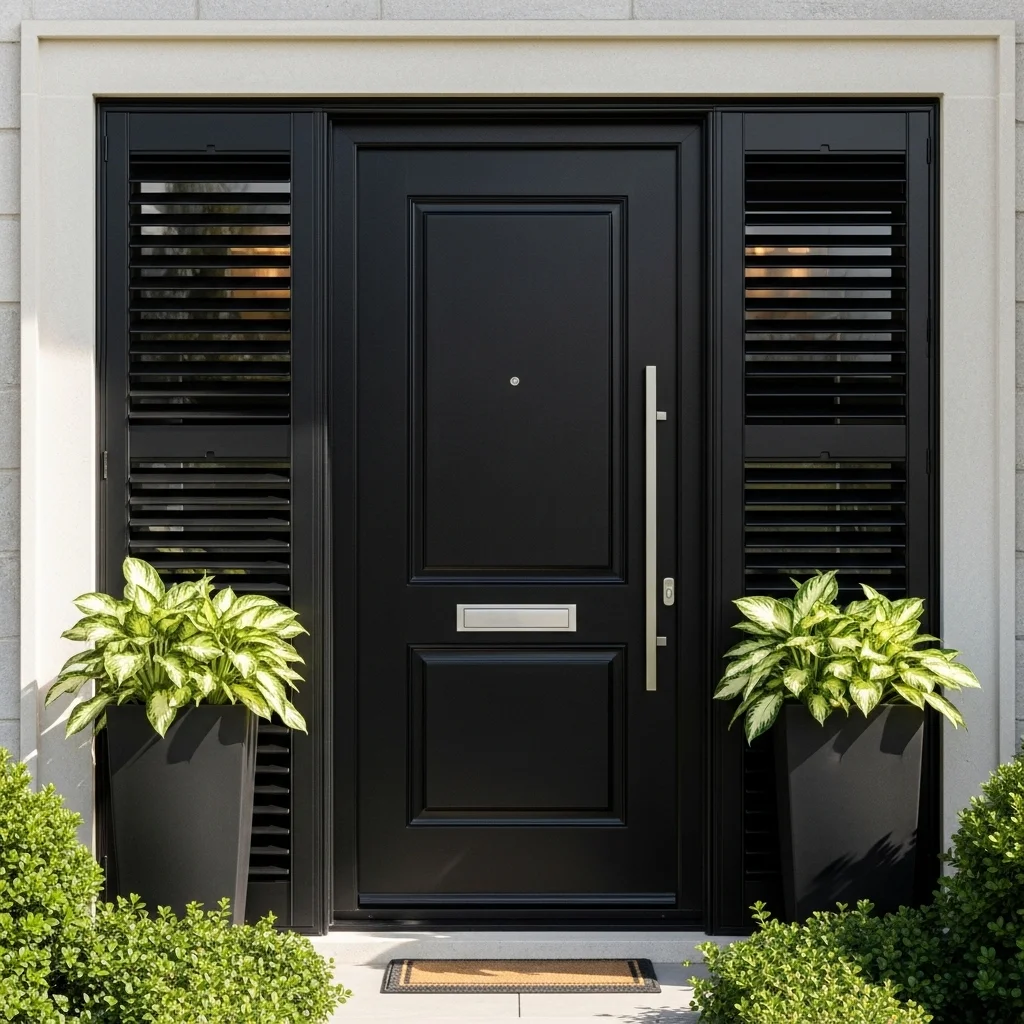 Add Black Shutters to Match the Door