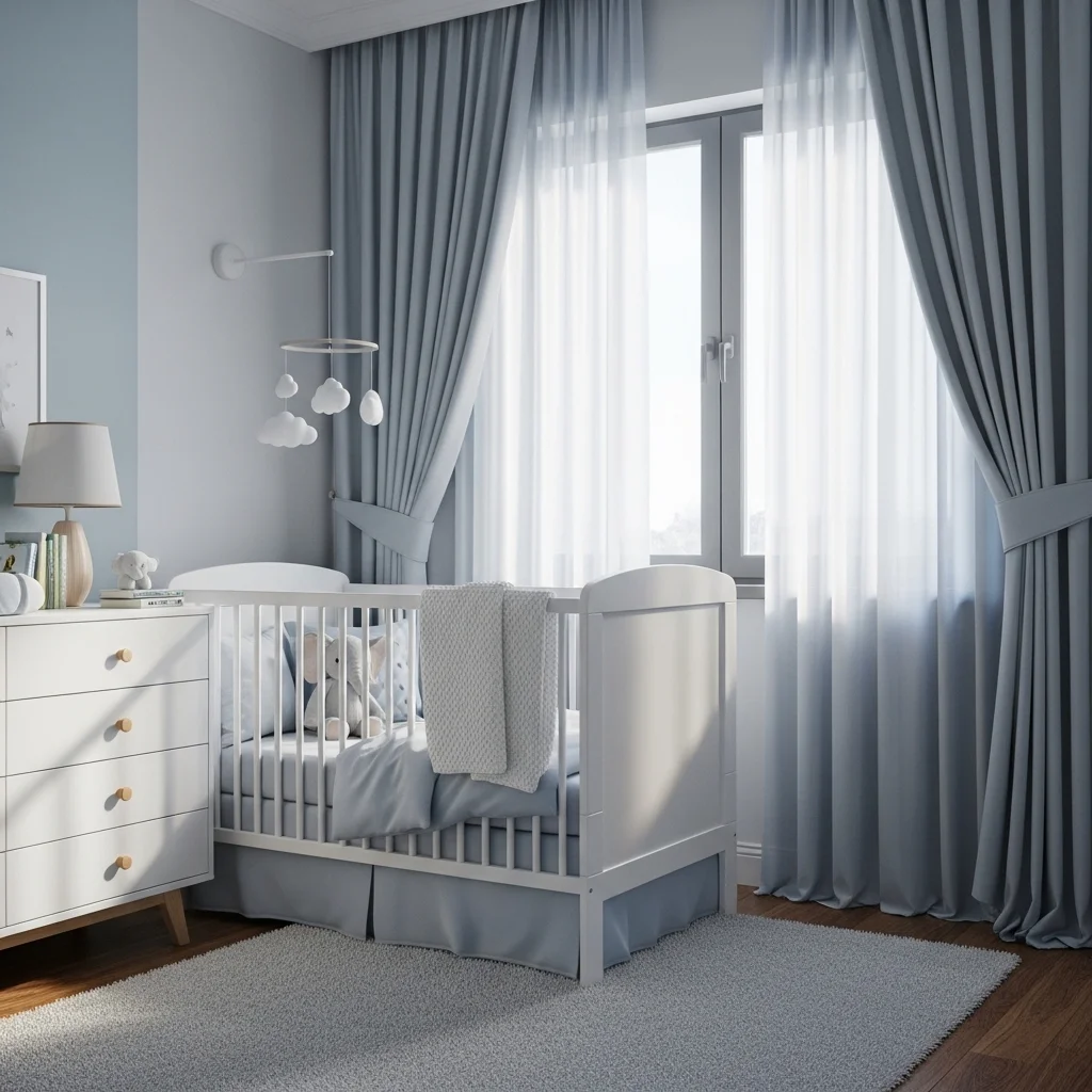 Add Blue Curtains or Soft Drapes