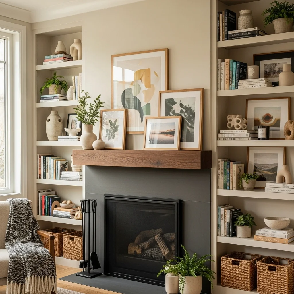  Add Built-In Shelving Around the Fireplace