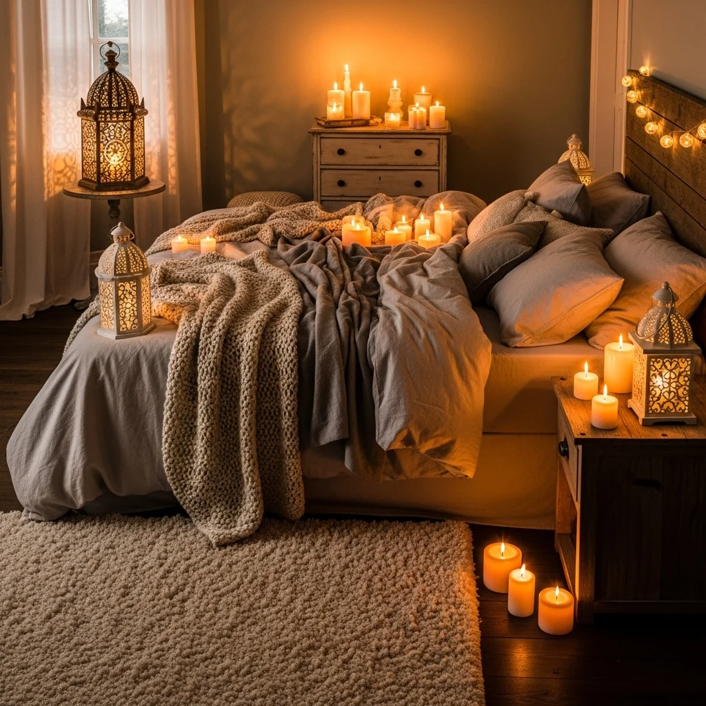 Add Candles or Soft Lantern Lighting