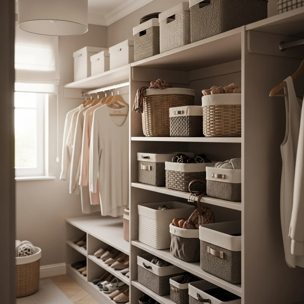 Add Decorative Baskets for Soft Storage