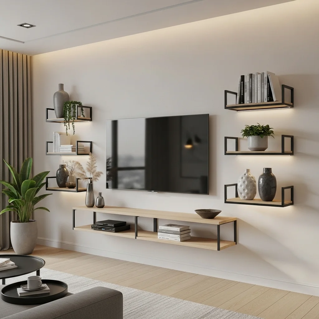 Add Floating Shelves Around the TV