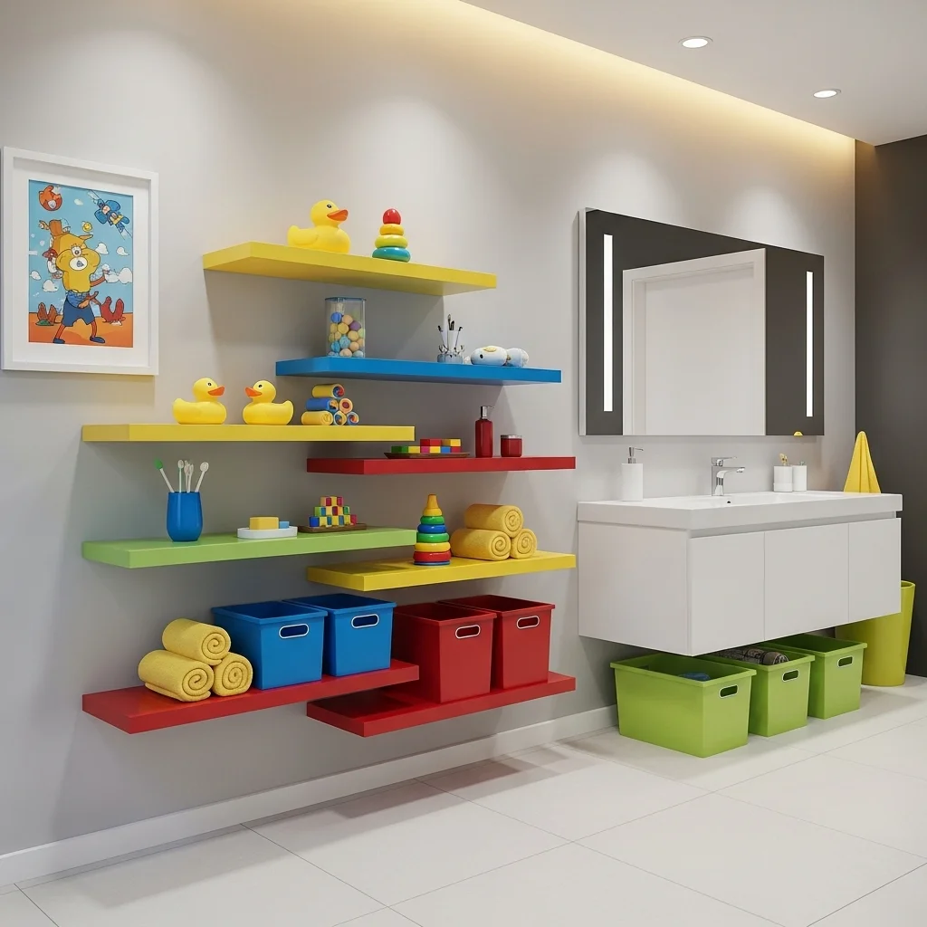 Add Floating Shelves in Fun Colors