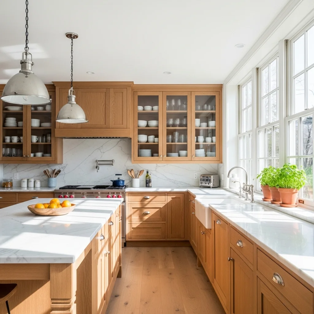  Add Glass-Front Cabinets for Openness