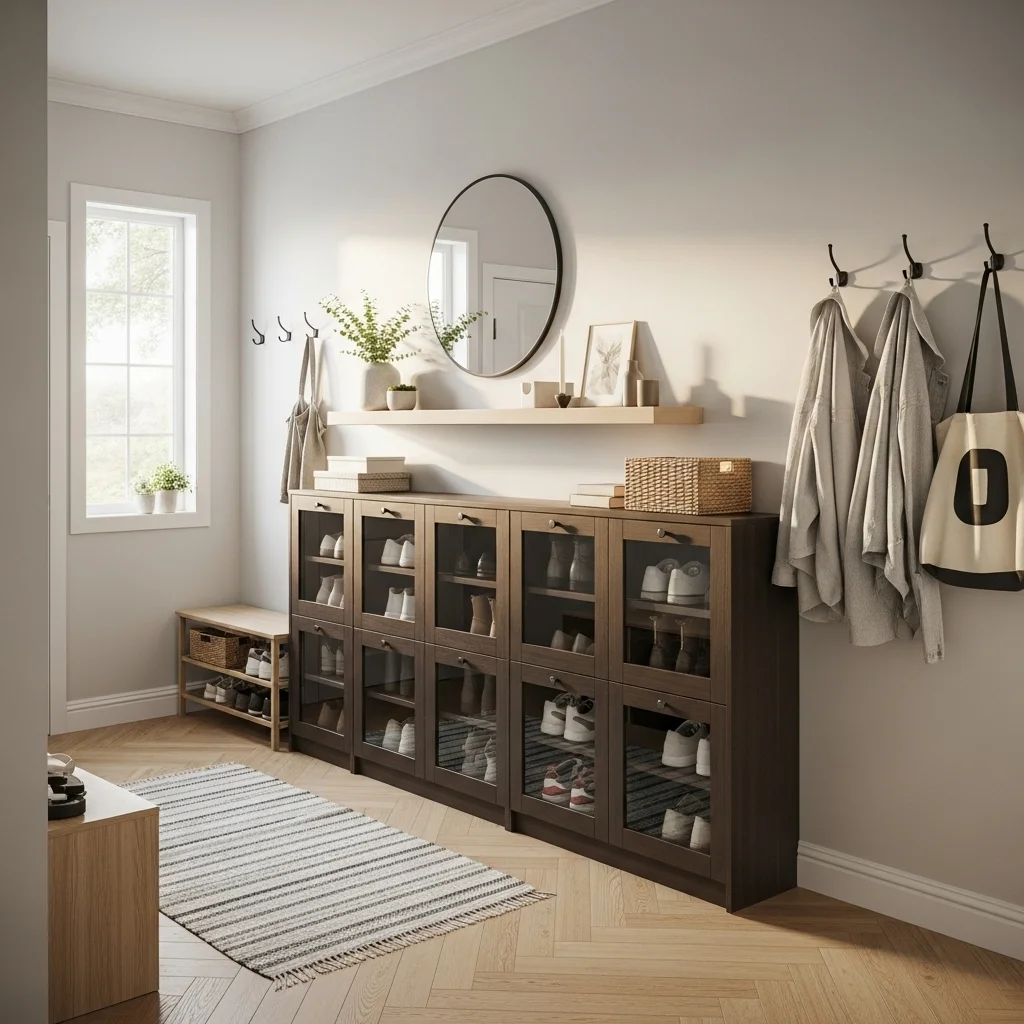 Add IKEA BRIMNES Shoe Cabinets for High-Capacity Storage