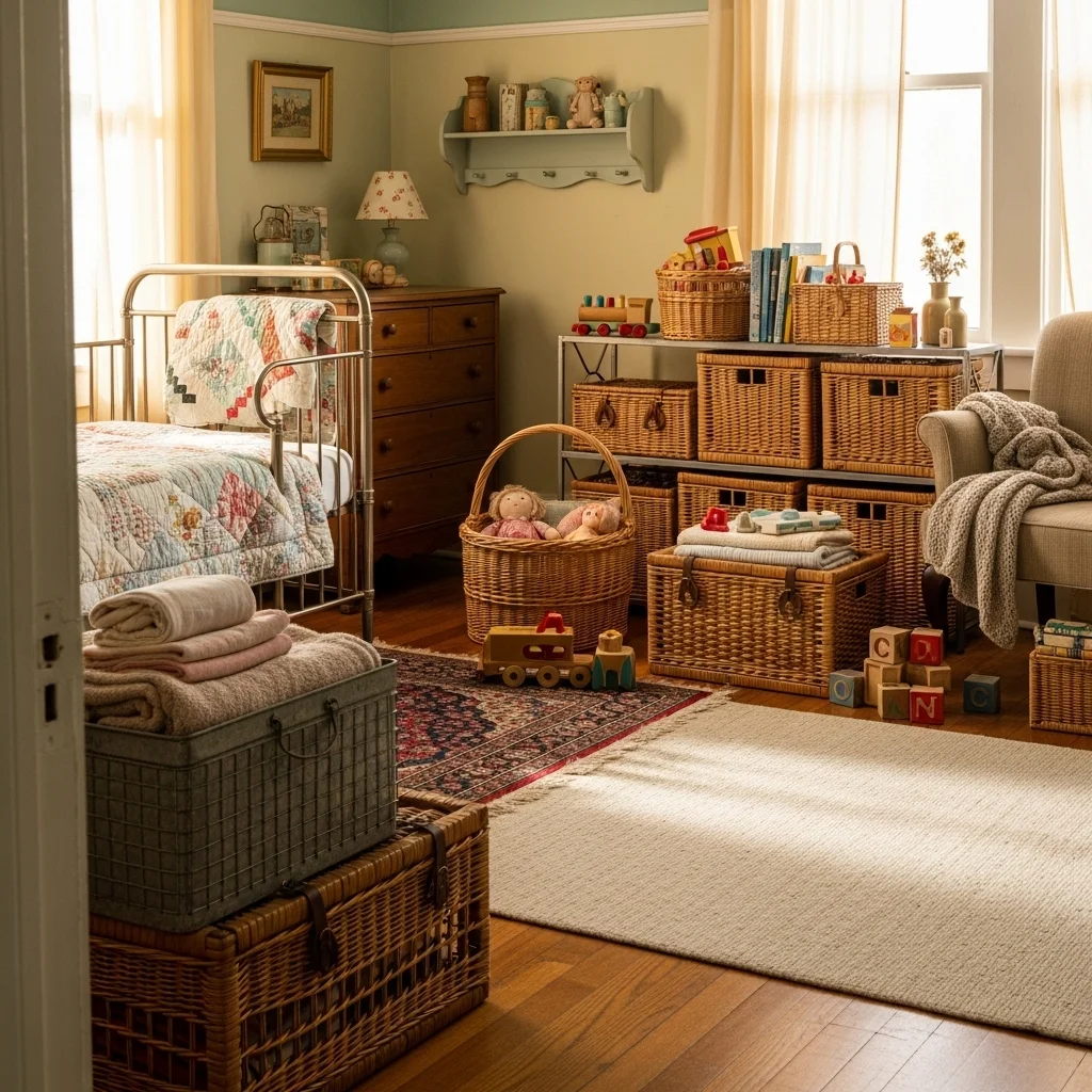 Add Metal or Wicker Storage Baskets