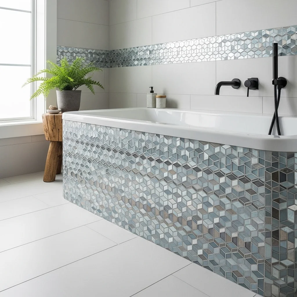  Add Mosaic Trim or Border Details Around the Tub
