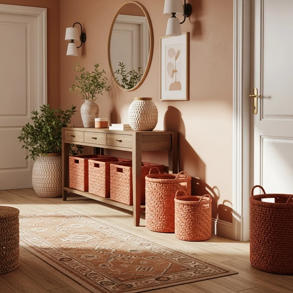  Add Terracotta-Colored Storage Baskets