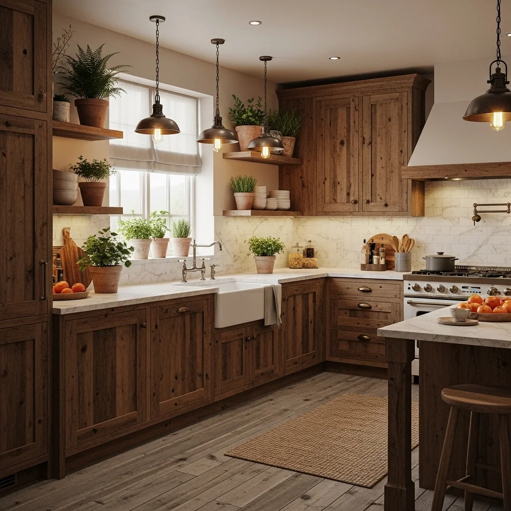 Add Texture with Reclaimed Wood Cabinets