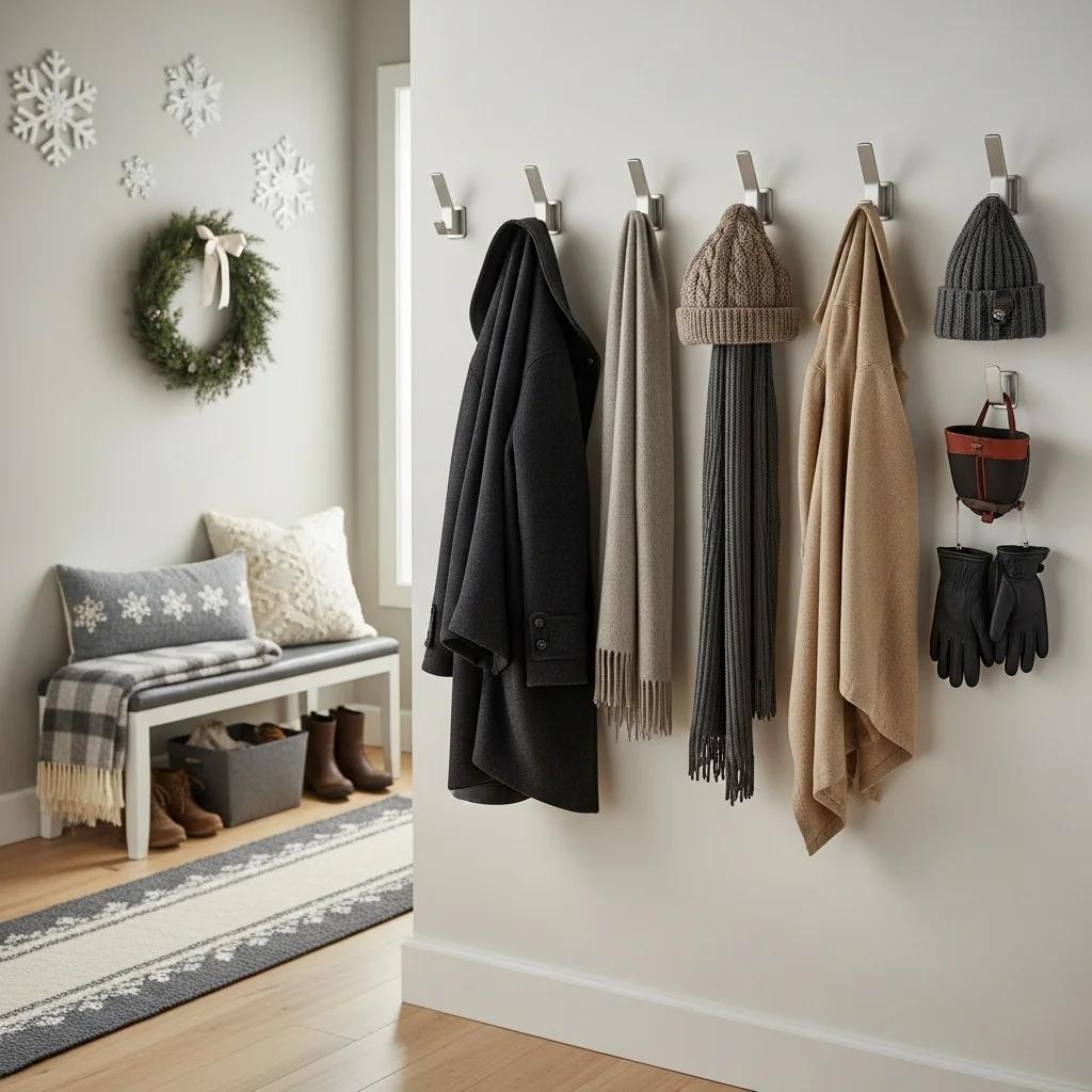 Add Wall-Mounted Hooks for Everyday Winter Gear