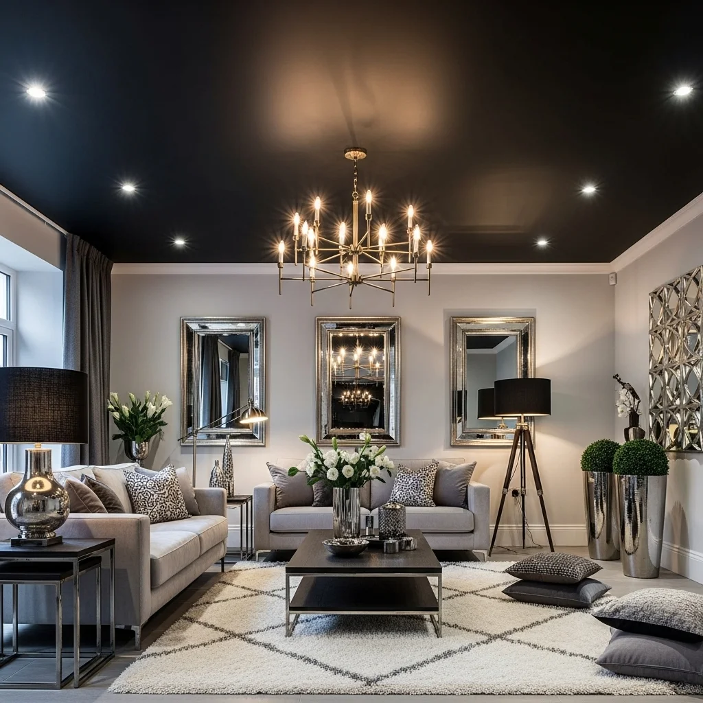 Add a Black Painted Ceiling for Modern Drama