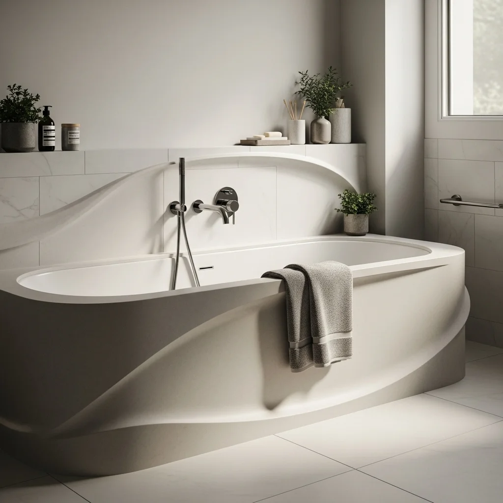 Add a Curved Tub Surround for Soft, Sculptural Flow