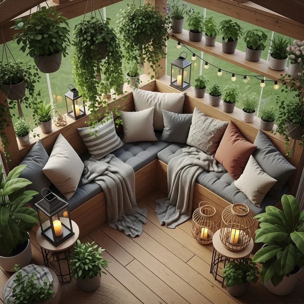 Add a Garden Room Corner With Built-In Benches