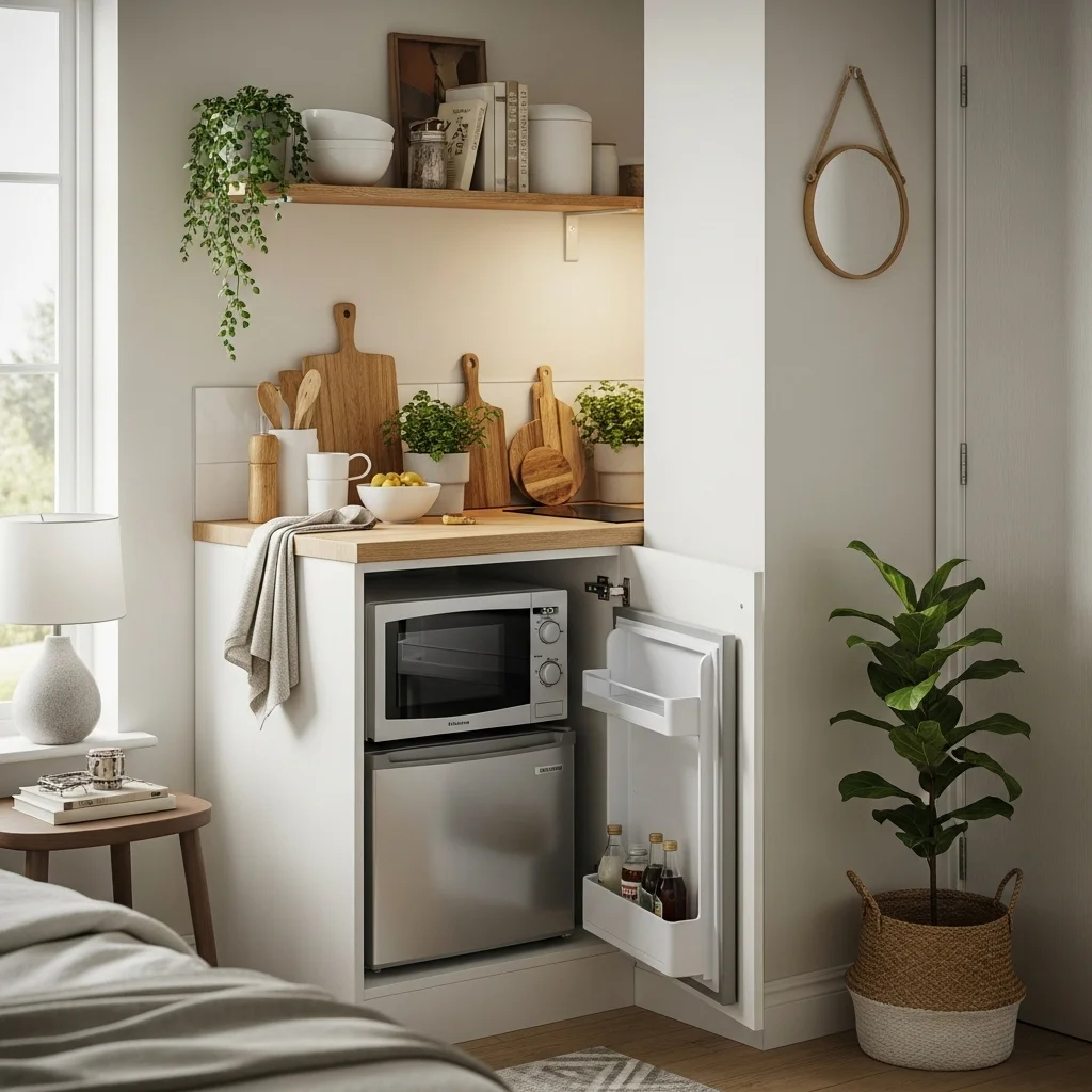 Add a Mini Fridge and Microwave Combo