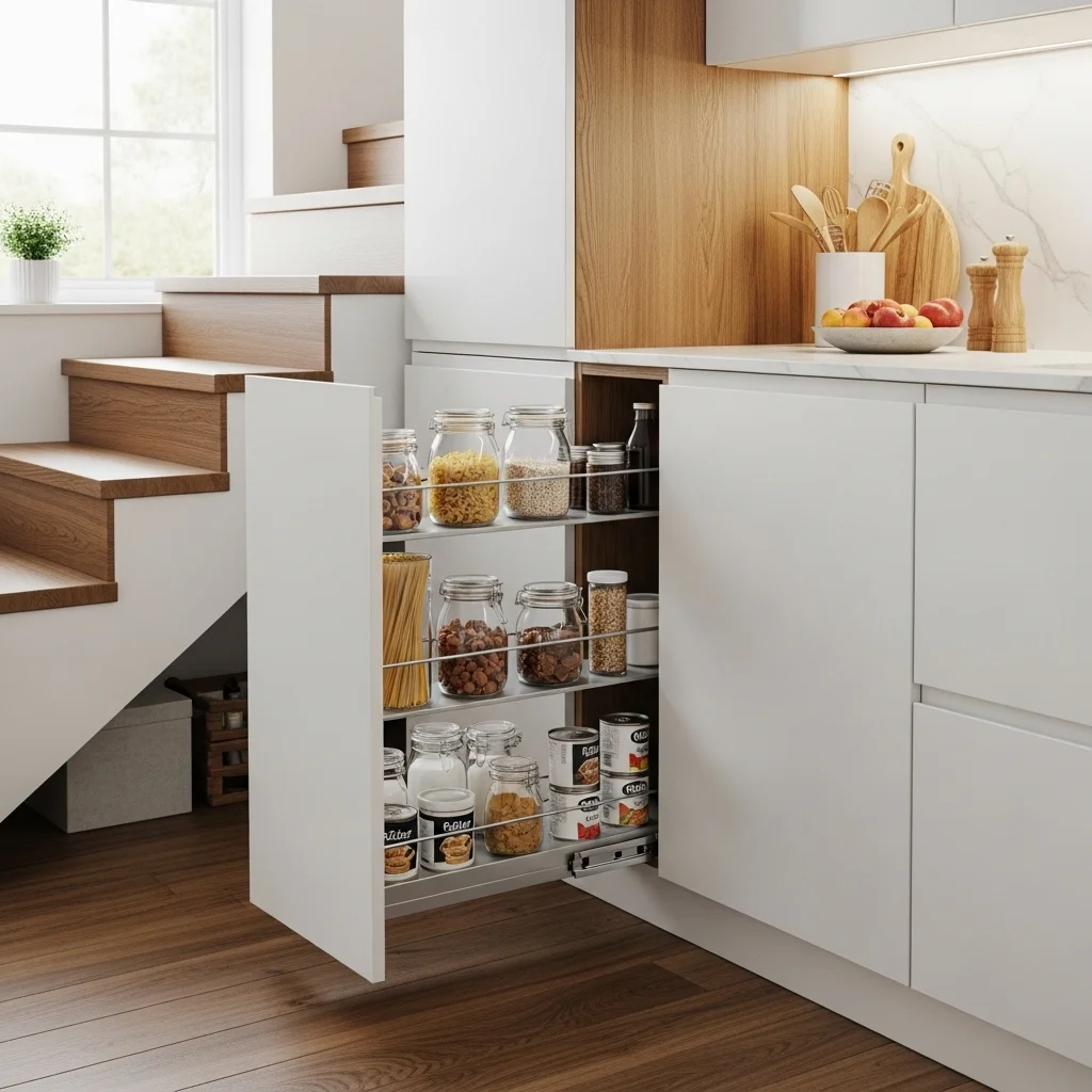  Add a Pull-Out Pantry for Kitchen Adjacent Stairs
