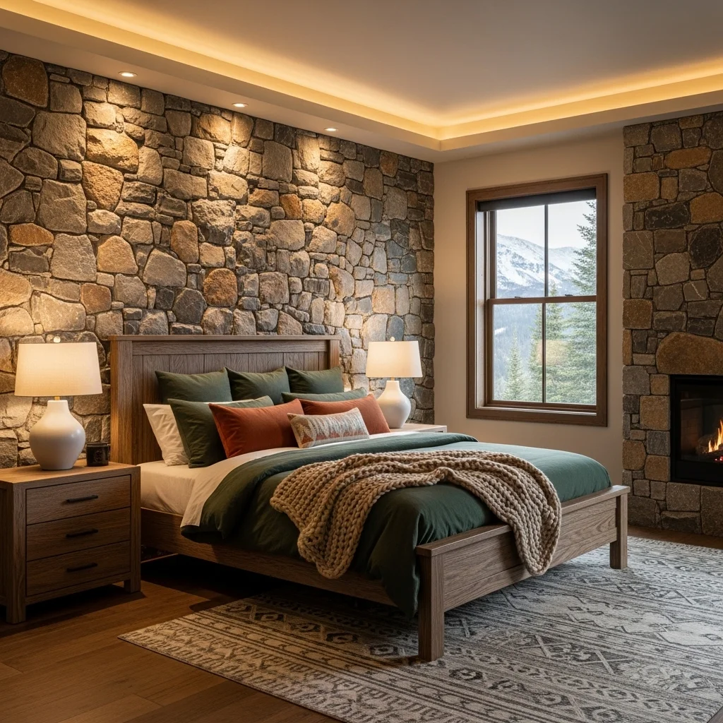  Add a Stone Accent Wall or Stone-Textured Décor