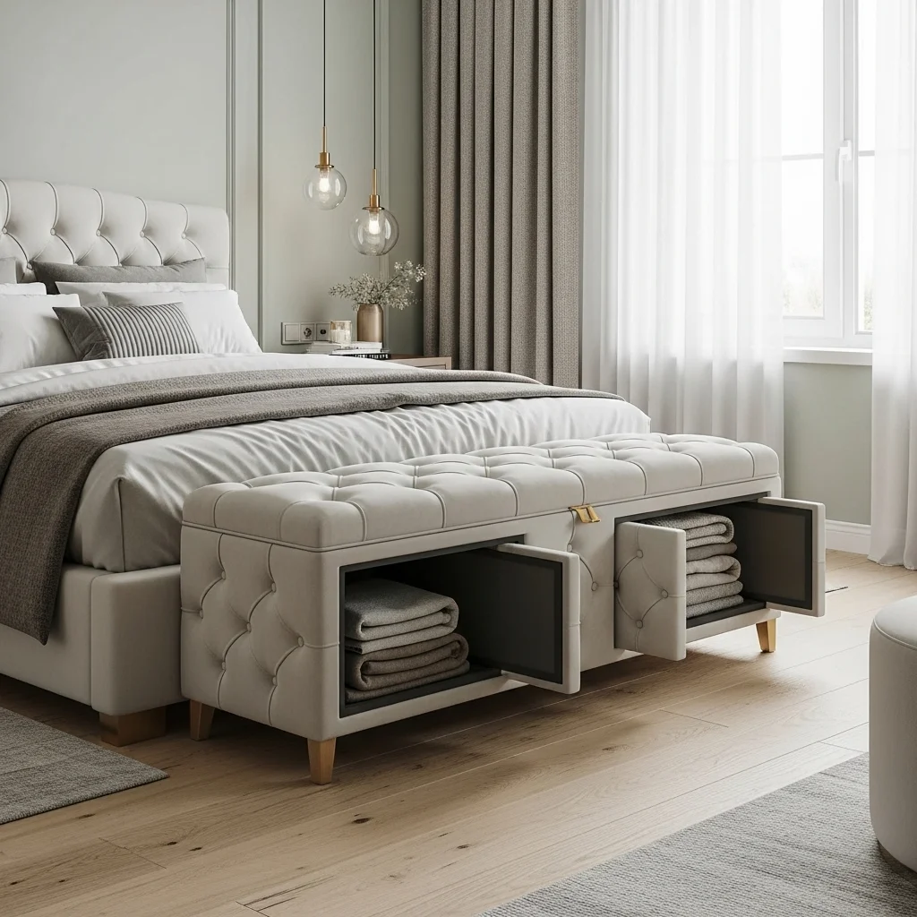  Add a Storage Bench at the Foot of the Bed