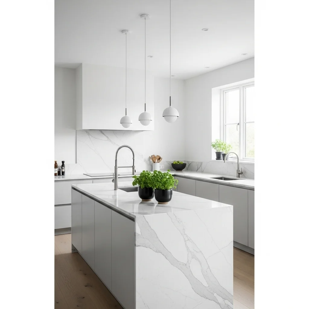 Add a Waterfall Countertop for a Seamless Look