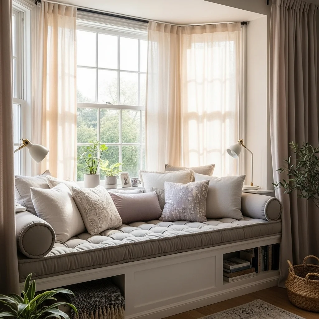 Add a Window Seat with Plush Upholstery