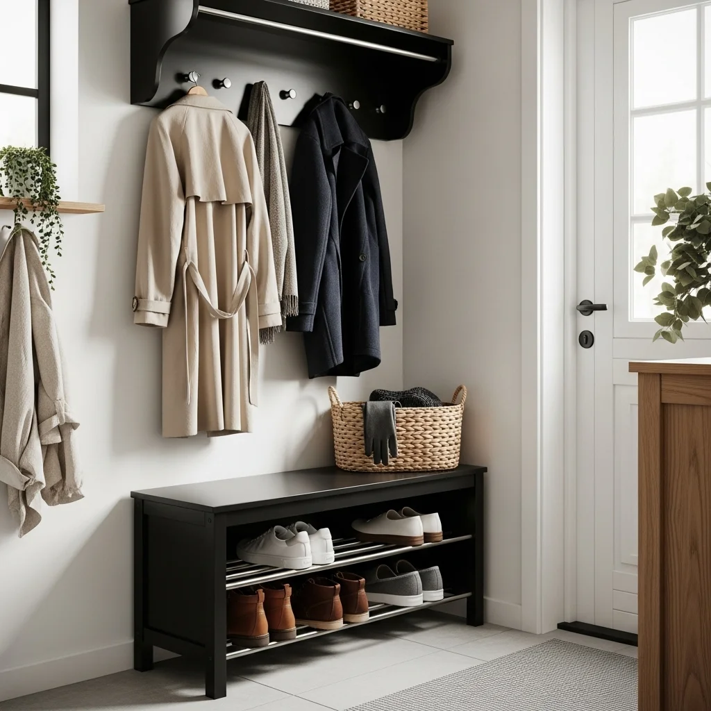  Add the IKEA TJUSIG Coat Rack With Integrated Shoe Storage