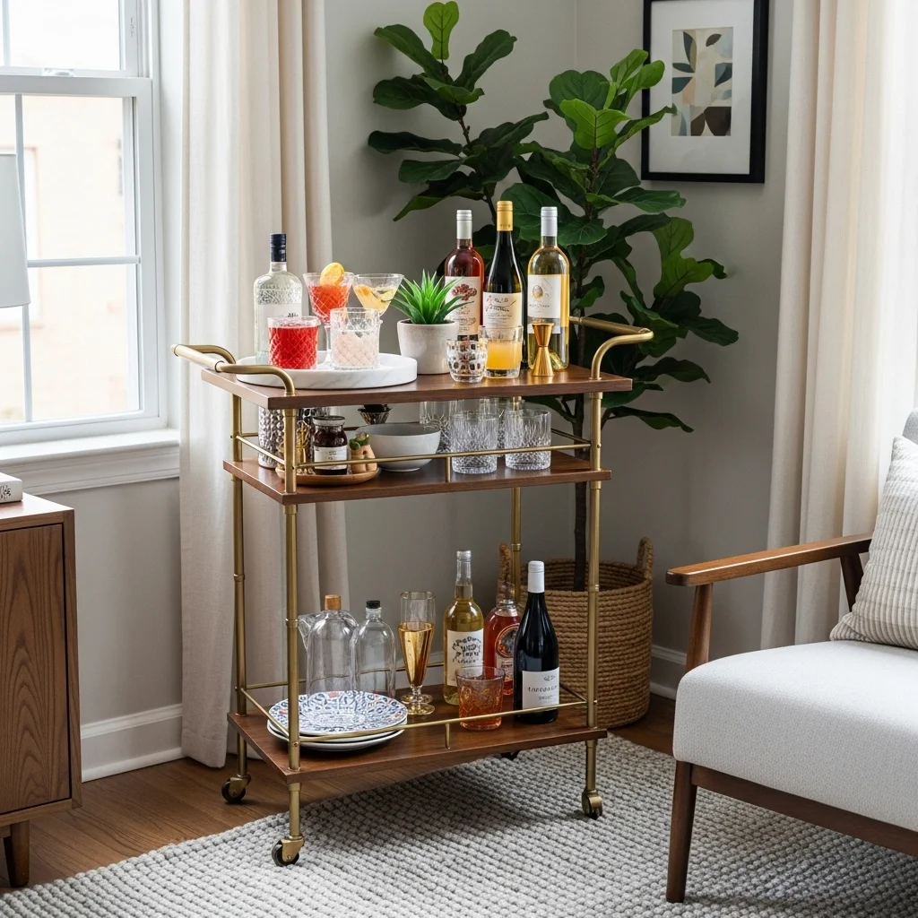 Bar Cart Instead of a Dining Table