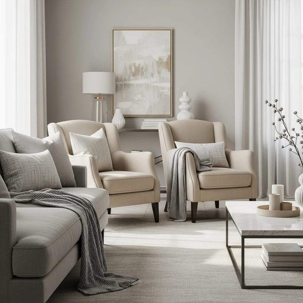 Beige Armchairs for Balance
