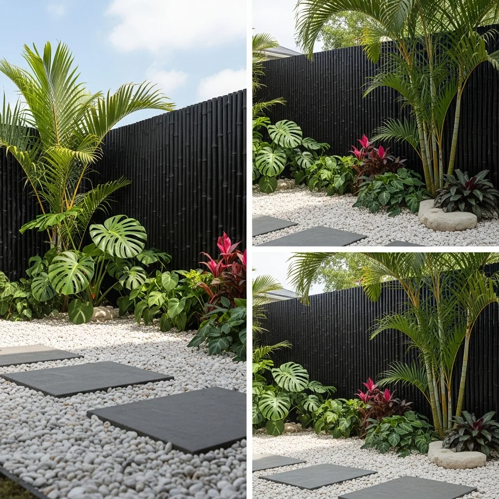  Black Bamboo-Style Fence for Exotic Texture