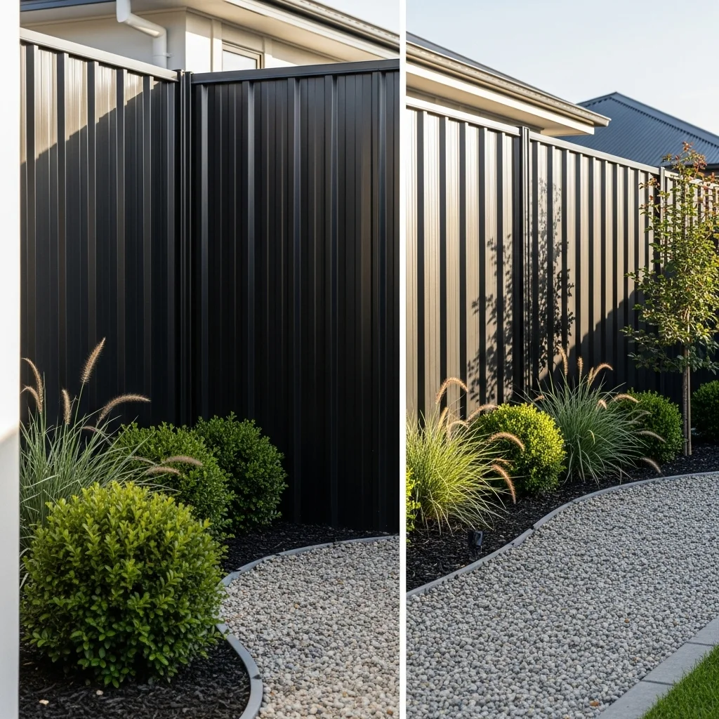 Black Corrugated Metal Fence