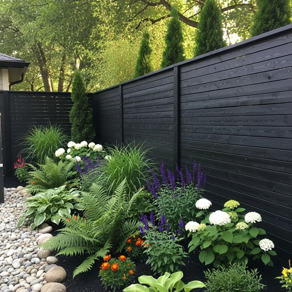 Black Stained Cedar Fence for Natural Warmth