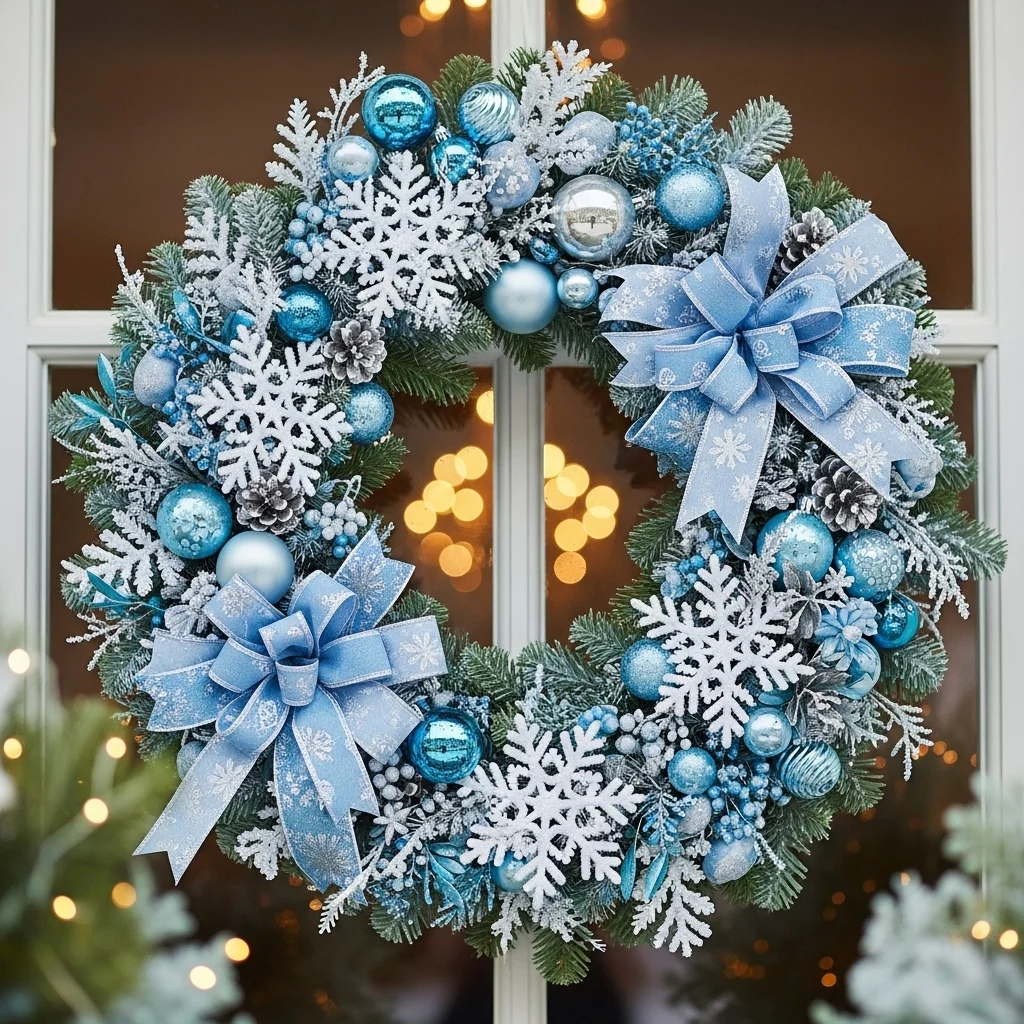  Blue-Themed Outdoor Wreaths