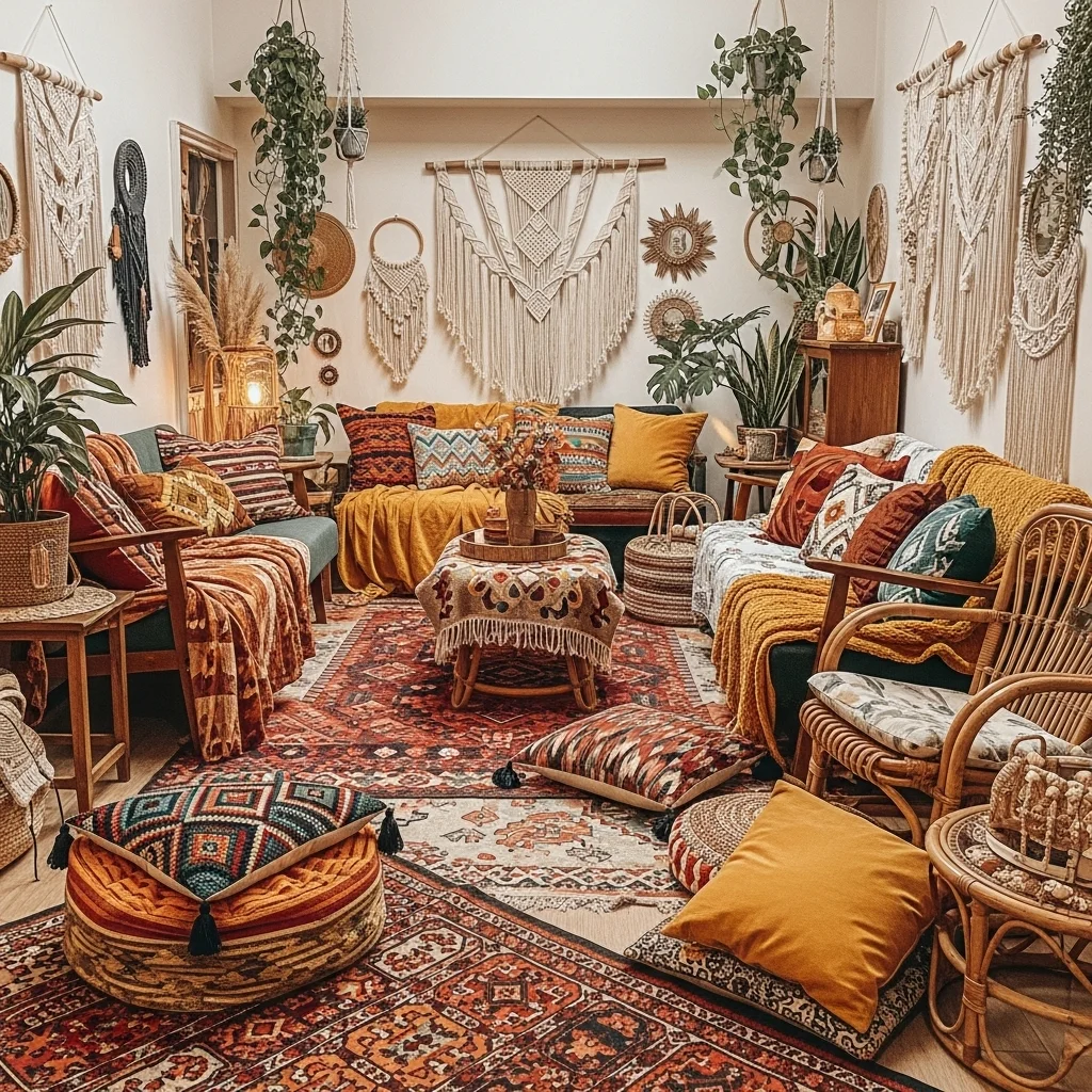 Bohemian Layered Haven with Textural Depth